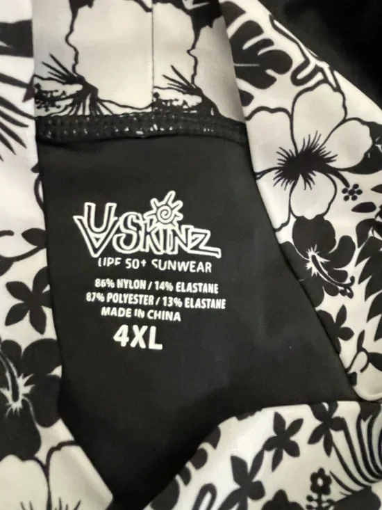 UV SKINZ Women's 4XL Tropical Rash Guard Swim Shirt Floral Black UPF 50+ - Picture 6 of 11